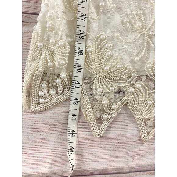 Vintage Gloria Vanderbilt Women's Ivory Lace Beaded Wedding Dress - 1XL - Picture 3 of 13